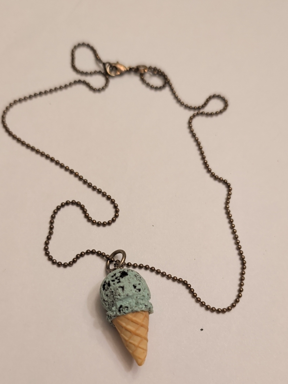 Sterling Silver Chain Necklace With Ice Cream Cone Pendant